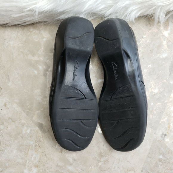 CLARKS Bendables Black Leather Loafers Wedge 6.5M - Picture 7 of 7